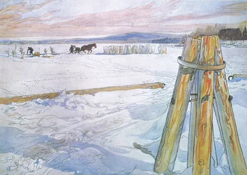 Johan trajo a Brunte (caballo) para recoger bloques de hielo